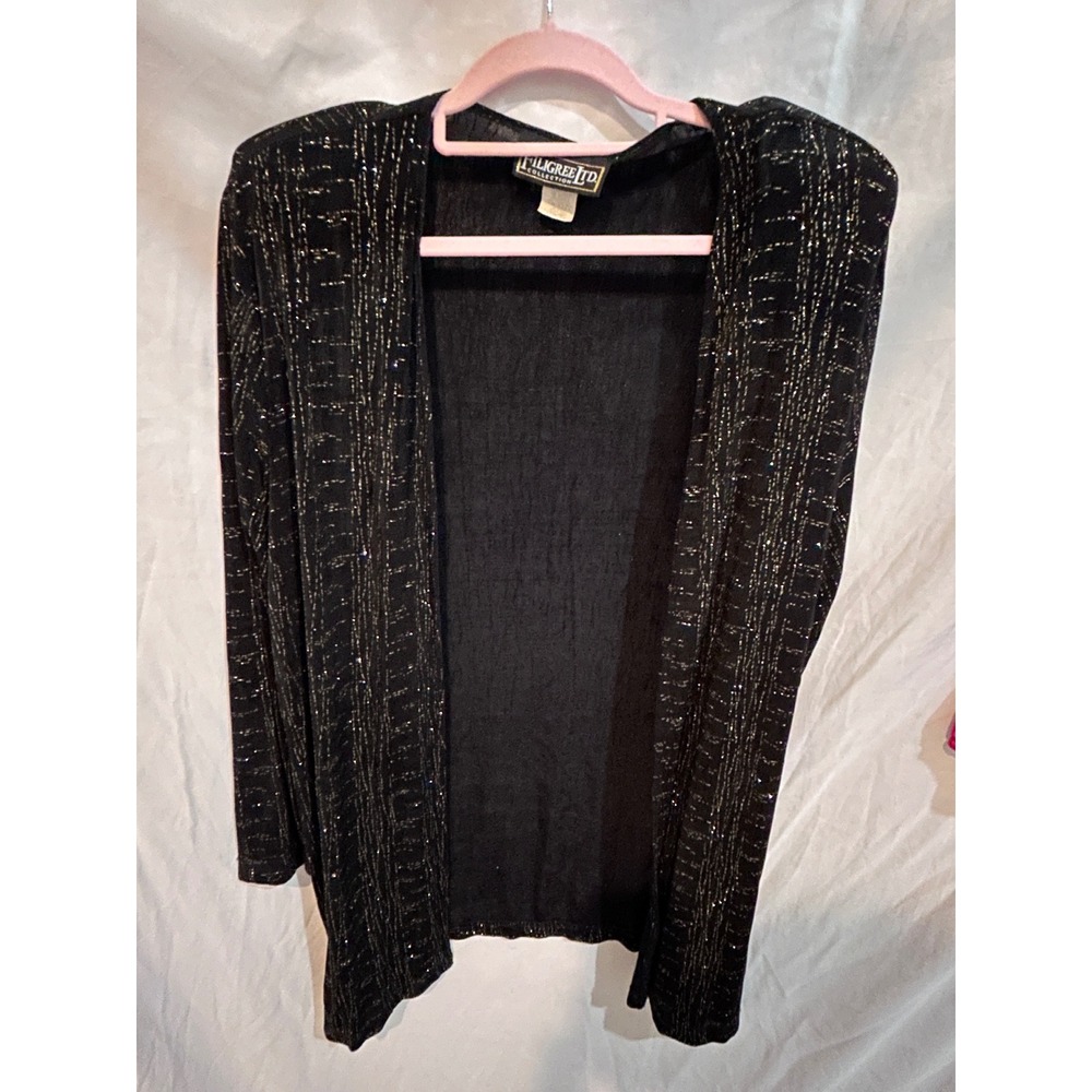 Rate LTD Black Sparkle‎ Mesh Knit Cardigan Jacket Size 16 Vintage